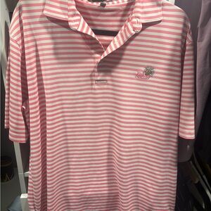 Peter Millar Pink and White Striped Polo